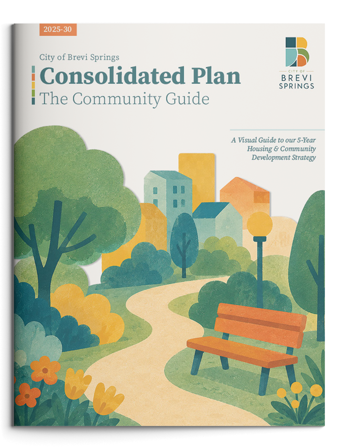 Mockup cover of a Consolidated Plan community guide booklet